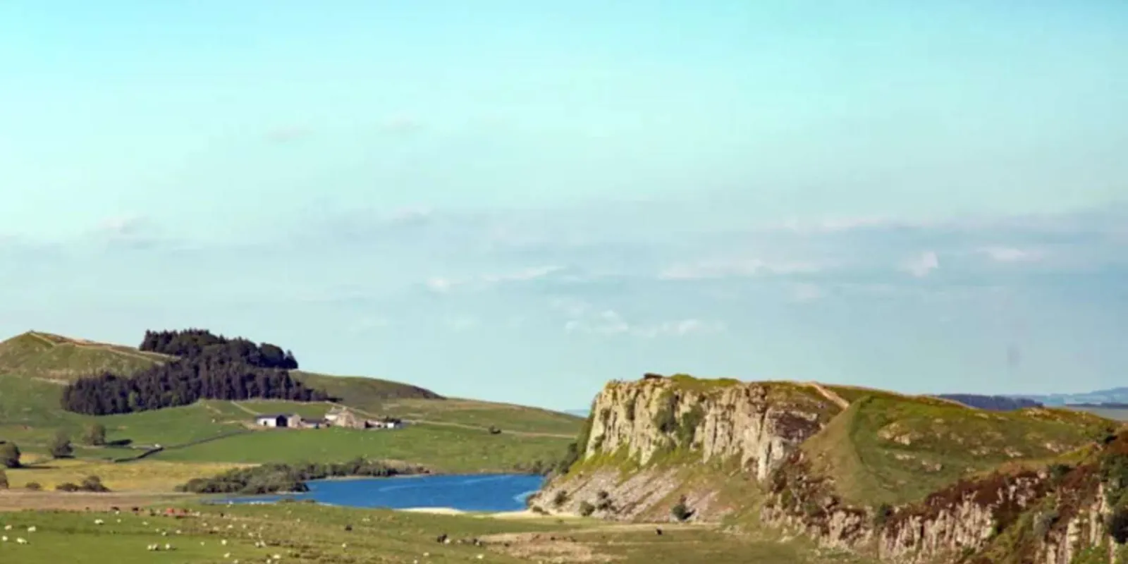 The Whin Sill crags and a lough on the central section of Hadrian's Wall